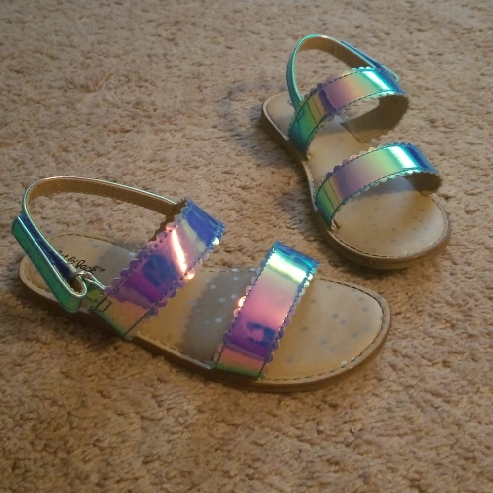 Iridescent, color change sandals